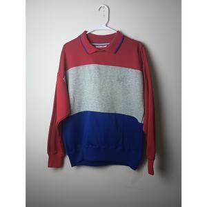Vintage Steeple Chase Color Block Collar Sweatshirt 90s Men's Large